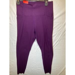 Danskin Ladies Purple ' Brushed Leggings with Bonded Side Pockets Medium